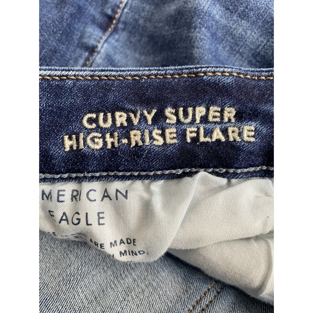 American Eagle Curvy Super Hi-Rise Flare Blue‎ Jeans Womens 18 Regular Casual - Picture 7 of 10